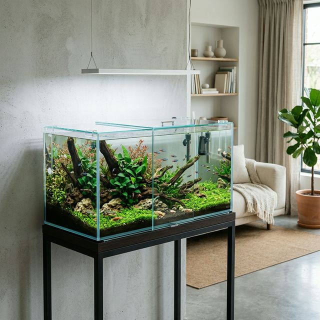 Сучасний акваріум зі скляною кришкою