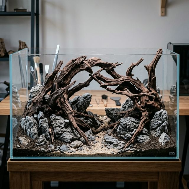 Хардскейп акваріума з каміння та коряг