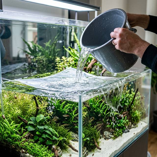 Наливання води на пластиковий пакет для захисту дизайну