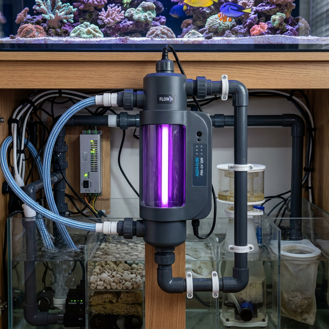 Ультрафіолетовий стерилізатор для акваріума в дії