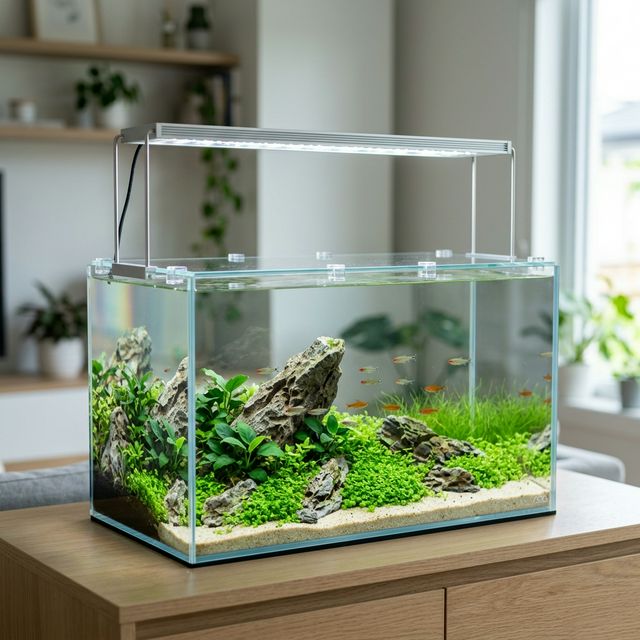 Акваріум з покривним склом та сучасним LED-світильником